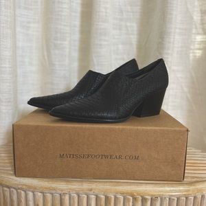 Matisse Black Snakeskin Booties